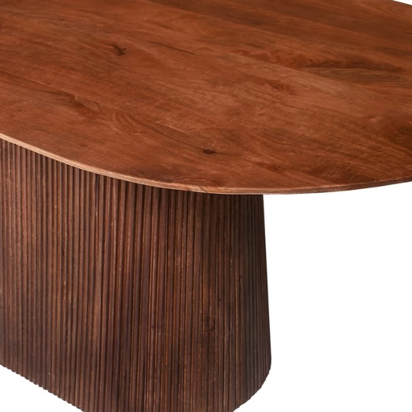 Ovale Lichtbruine Tafel 'Miguel' - 200 Cm | Massief Magnoliahout | H76 X B200 X D100 Cm 2 Ovale Lichtbruine Tafel 'Miguel' - 200 Cm | Massief Magnoliahout | H76 X B200 X D100 Cm - Afbeelding 2