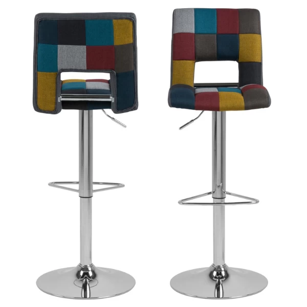 Patchwork Sylvia Barkruk - Chroomstaal, Draaibaar En Gasveer 6 Patchwork Sylvia Barkruk - Chroomstaal, Draaibaar En Gasveer - Afbeelding 6