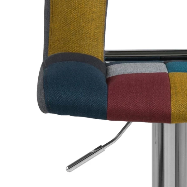 Patchwork Sylvia Barkruk - Chroomstaal, Draaibaar En Gasveer 4 Patchwork Sylvia Barkruk - Chroomstaal, Draaibaar En Gasveer - Afbeelding 4