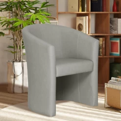 Charlie' Vintage PU Lichtgrijze Kuipstoel | H-H 81 X B-L 64 X D-P 62 Cm