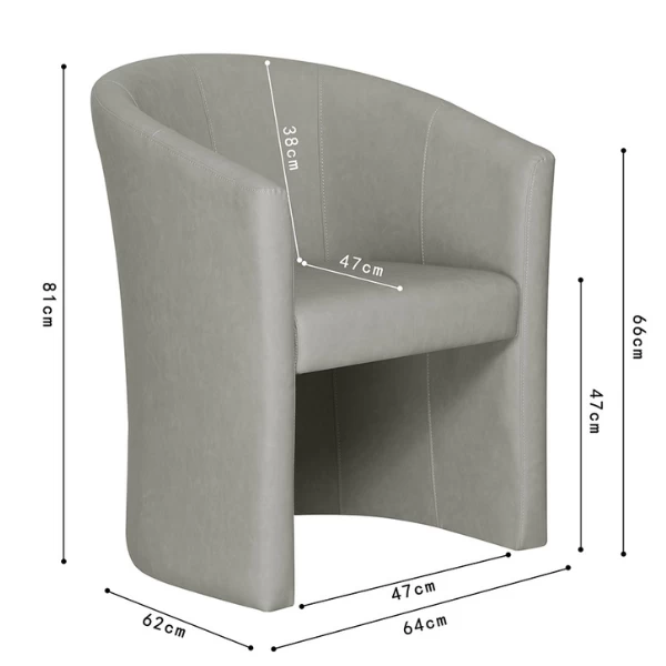 Charlie' Vintage PU Lichtgrijze Kuipstoel | H-H 81 X B-L 64 X D-P 62 Cm 2 Charlie' Vintage PU Lichtgrijze Kuipstoel | H-H 81 X B-L 64 X D-P 62 Cm - Afbeelding 2