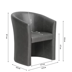 Charlie' PU Donkergrijze Kuipstoel | H-H 81 X B-L 64 X D-P 62 Cm -Collectie Woonkamermeubels Ontwerp zonder titel 2023 11 22T112938.620 61c2