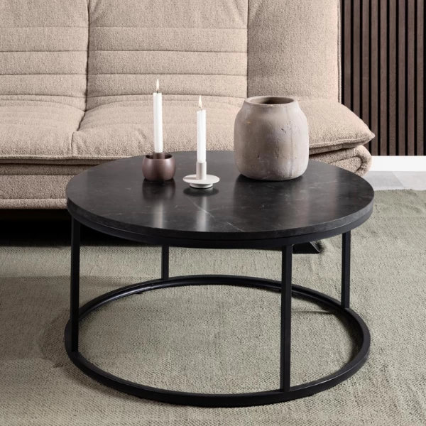 Stijlvolle Spiro Salontafel: Zwart Marmeren Blad, 80x40cm 1 Stijlvolle Spiro Salontafel: Zwart Marmeren Blad, 80x40cm