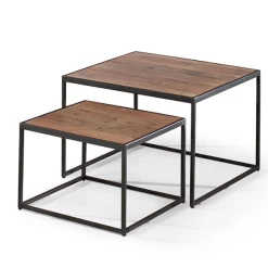 Quinn' Mangolia Salontafel | Metalen Frame, Exotisch Houten Oppervlak | H45/35 X B65/50 X D65/50 Cm -Collectie Woonkamermeubels Ontwerp zonder titel 2023 11 23T093516.055 c9d8