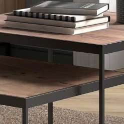 Quinn' Mangolia Salontafel | Metalen Frame, Exotisch Houten Oppervlak | H45/35 X B65/50 X D65/50 Cm -Collectie Woonkamermeubels Ontwerp zonder titel 2023 11 23T093730.085 f770