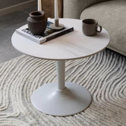 Malta Ronde Salontafel - Wit Keramiek En Staal