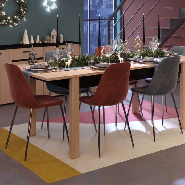 Verlengbare Eettafel Hongkong 157>207cm - Eik/zwart 1 Verlengbare Eettafel Hongkong 157>207cm - Eik/zwart