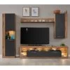 Woonkamerset Rock | Tv-meubel, Plank, Vitrine- En Hangkast | Wotan Oak-design / Matera Finish