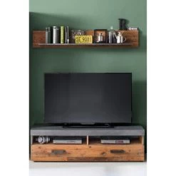 Tv-meubel Indy | 139 X 40 X 41 Cm | Met Wandplank | Old Wood-decor