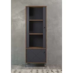 Vitrinekast Montez | 63 X 40 X 172 Cm | Antraciet-front