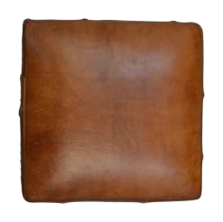 Kruk Patchwork 33x33cm Vierkant, Leer – Vintage Cognac -Collectie Woonkamermeubels PKS COG 3 7654