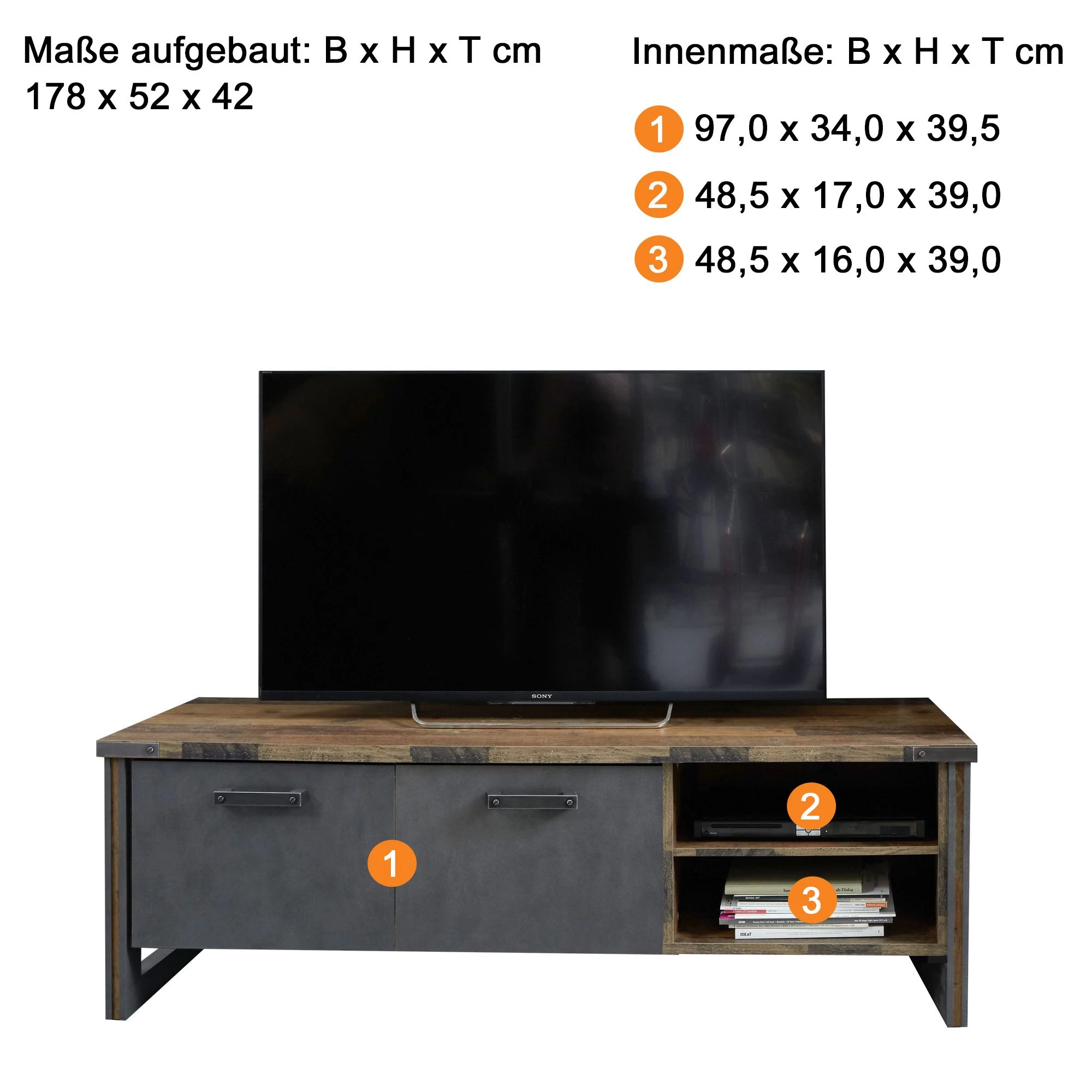 Tv-meubel Prime | 178 X 42 X 52 | Old Wood-decor 2 Tv-meubel Prime | 178 X 42 X 52 | Old Wood-decor - Afbeelding 2