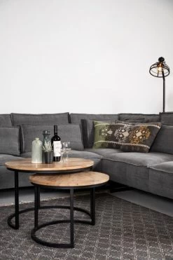 Set Van 2 Salontafels Ronin ø60cm Rond – Mangohout/ijzer 8 Set Van 2 Salontafels Ronin ø60cm Rond – Mangohout/ijzer -Collectie Woonkamermeubels RONIN IC RUG372 IC 980S 8980