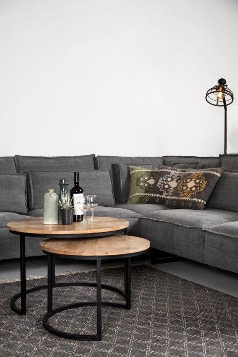 Set Van 2 Salontafels Ronin ø60cm Rond – Mangohout/ijzer 3 Set Van 2 Salontafels Ronin ø60cm Rond – Mangohout/ijzer - Afbeelding 3