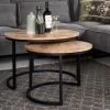 Set Van 2 Salontafels Ronin ø60cm Rond – Mangohout/ijzer