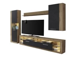 Woonkamerset Rock | Tv-meubel, Plank, Vitrine- En Hangkast | Wotan Oak-design / Matera Finish -Collectie Woonkamermeubels Rock WO 1826 971 48 dynamisch Freisteller inkl. Bel. dff0