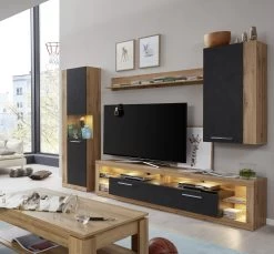 Woonkamerset Rock | Tv-meubel, Plank, Vitrine- En Hangkast | Wotan Oak-design / Matera Finish -Collectie Woonkamermeubels Rock WO 1826 971 48 dynamisch inkl. Bel. b856