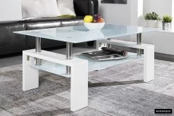 Salontafel Alana Spaanplaat/glas - Wit -Collectie Woonkamermeubels Rousseau 3000 1 salontafel table basse Alana 1 54d7