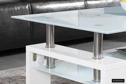 Salontafel Alana Spaanplaat/glas - Wit -Collectie Woonkamermeubels Rousseau 3000 1 salontafel table basse Alana 2 ea5c