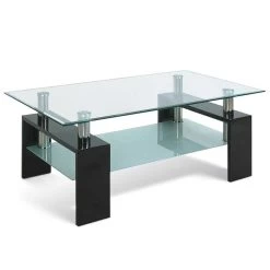 Salontafel Alana Spaanplaat/glas - Zwart