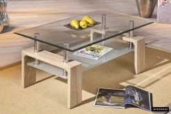 Salontafel Alana Spaanplaat/glas - Lichte Sonoma -Collectie Woonkamermeubels Rousseau 3000 3 salontafel table basse Alana 1 4b6b