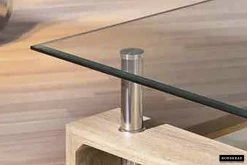 Salontafel Alana Spaanplaat/glas - Lichte Sonoma -Collectie Woonkamermeubels Rousseau 3000 3 salontafel table basse Alana 2 a073