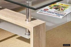 Salontafel Alana Spaanplaat/glas - Lichte Sonoma -Collectie Woonkamermeubels Rousseau 3000 3 salontafel table basse Alana 3 136e