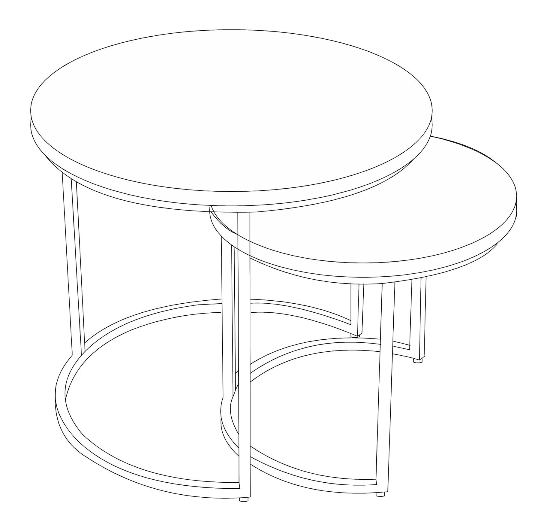 Set Van 2 Bijzettafels Linus - Hout/metaal 3 Set Van 2 Bijzettafels Linus - Hout/metaal - Afbeelding 3