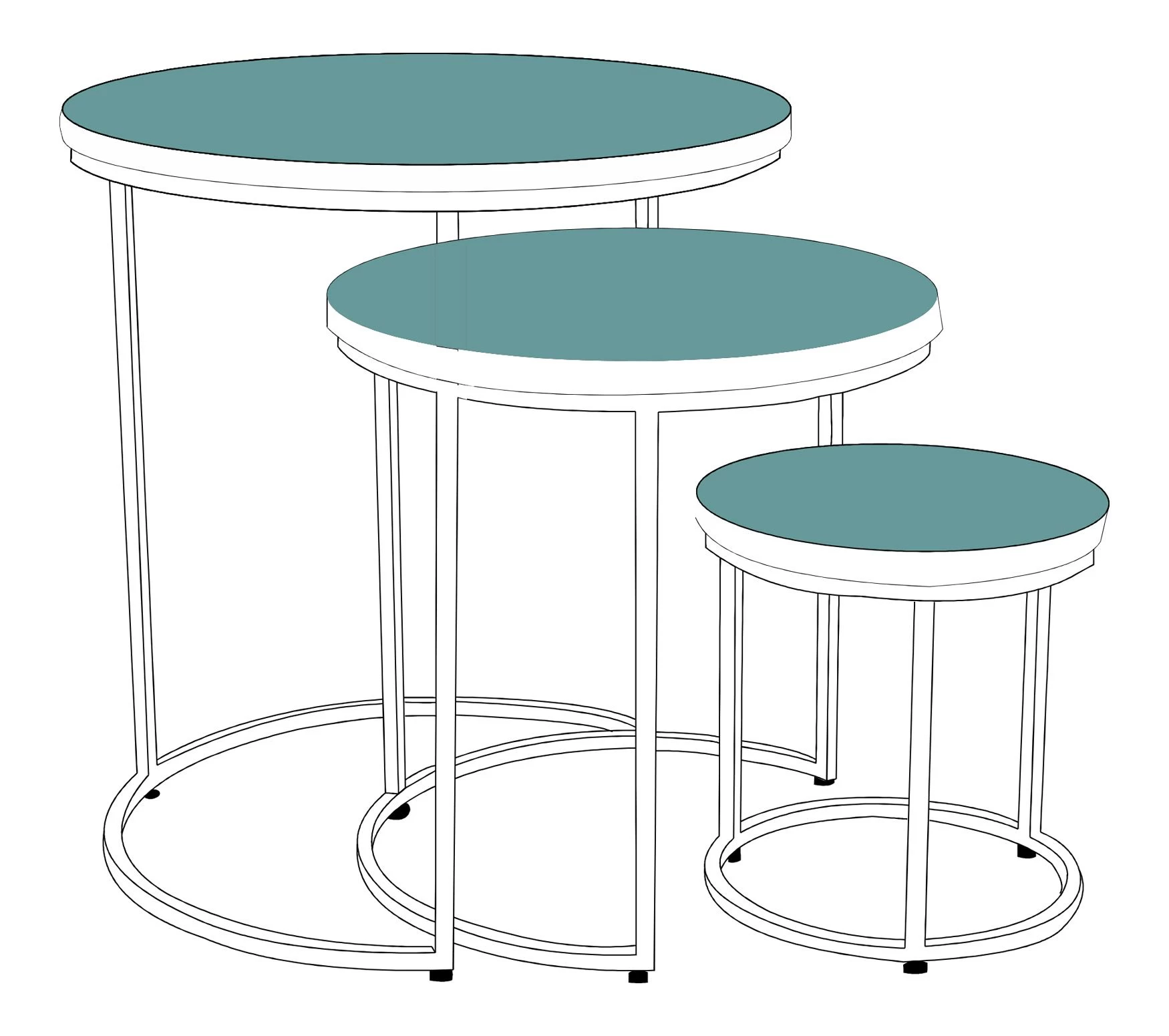 Set Van 3 Bijzettafels Leo - Hout/metaal 2 Set Van 3 Bijzettafels Leo - Hout/metaal - Afbeelding 2