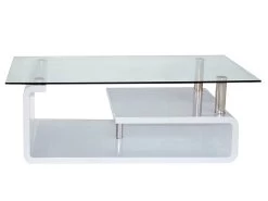 Salontafel Hilda Met Glazen Blad - Hoogglans Wit -Collectie Woonkamermeubels Rousseau 3120 1 salontafel table basse Golda 3 897f