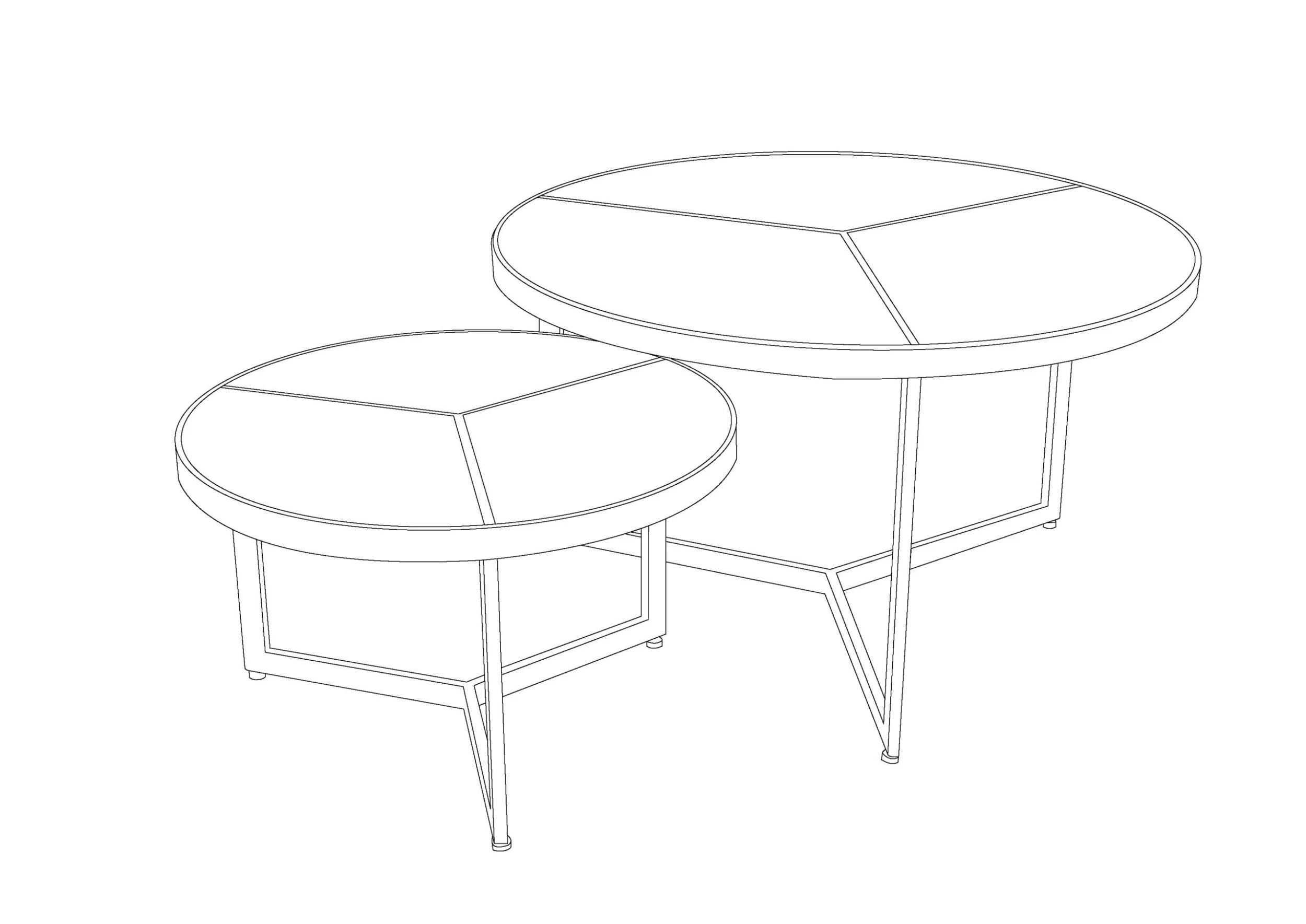 Set Van 2 Salontafels Arya - Magnoliahout 2 Set Van 2 Salontafels Arya - Magnoliahout - Afbeelding 2