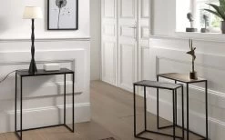 Set Van 3 Bijzettafels Rina - Zwart/goud/koper -Collectie Woonkamermeubels Rousseau 3960 bijzettafel table d appoint Triplex 1 ba97