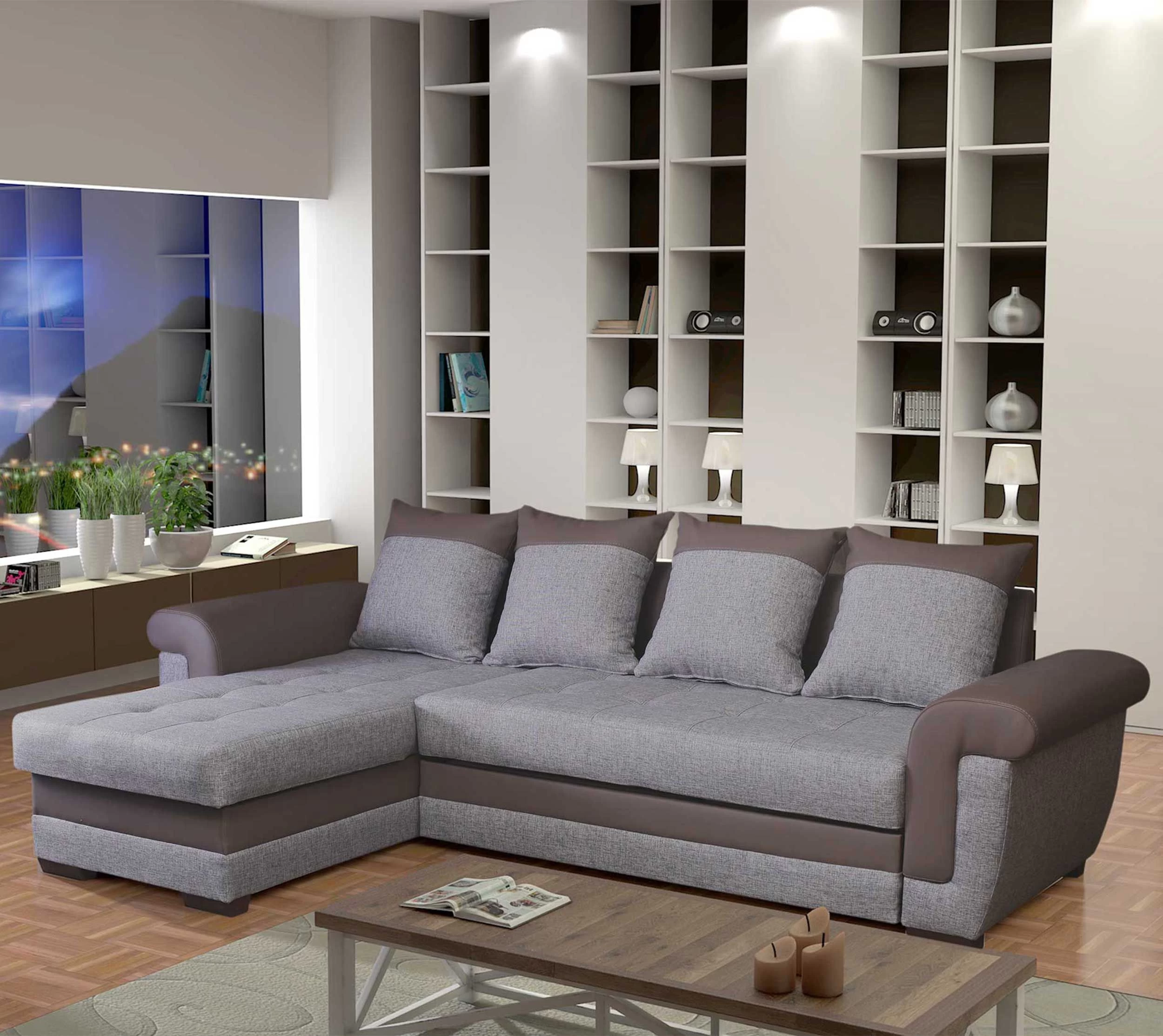 Zitbank Sabine Met Slaapbank & Opbergruimte - Grijs/taupe 1 Zitbank Sabine Met Slaapbank & Opbergruimte - Grijs/taupe