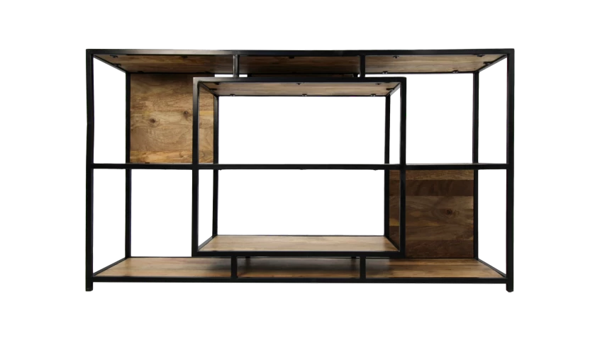 Buffet Levels 150cm Met Open Vakken - Mangohout/ijzer 4 Buffet Levels 150cm Met Open Vakken - Mangohout/ijzer - Afbeelding 4