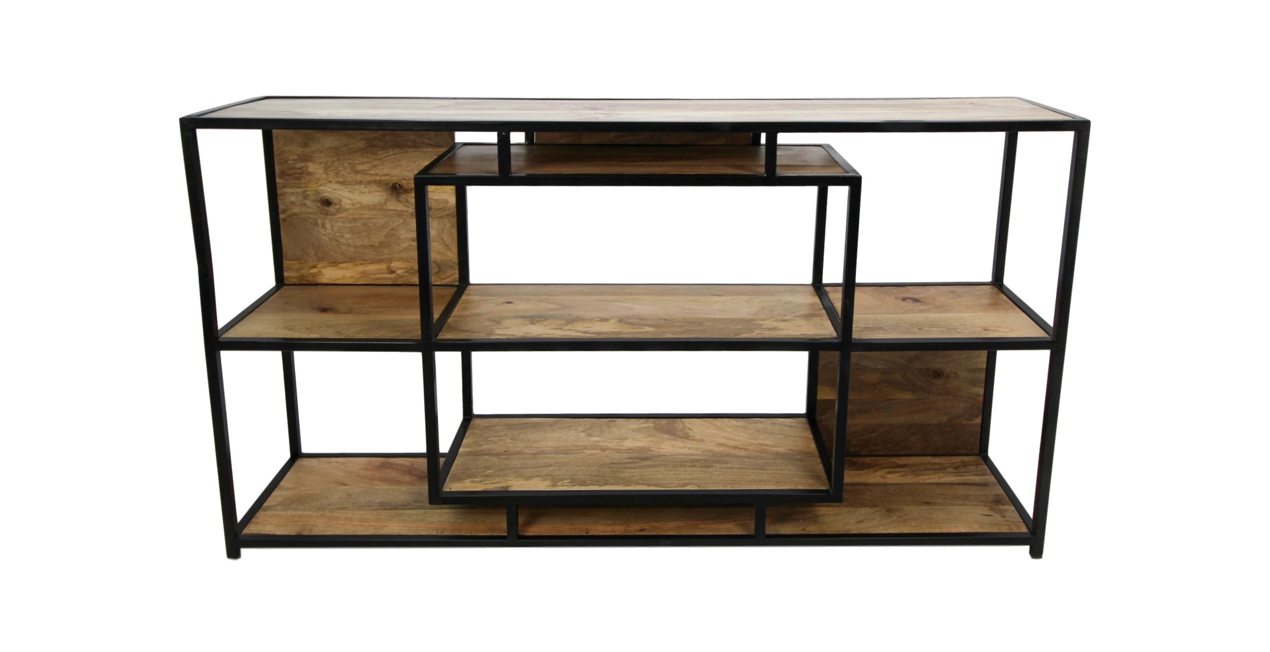 Buffet Levels 150cm Met Open Vakken - Mangohout/ijzer 8 Buffet Levels 150cm Met Open Vakken - Mangohout/ijzer - Afbeelding 8