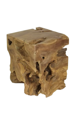 Kruk Block Vierkant – Teak Boomstam Met Natuurlijke Vorm -Collectie Woonkamermeubels STSQ M 2 7c70