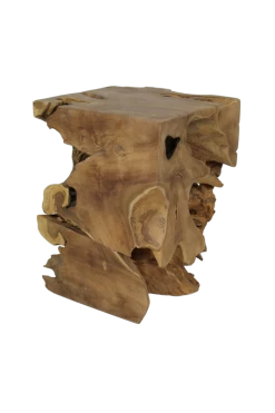 Kruk Block Vierkant – Teak Boomstam Met Natuurlijke Vorm -Collectie Woonkamermeubels STSQ M 3 eaec