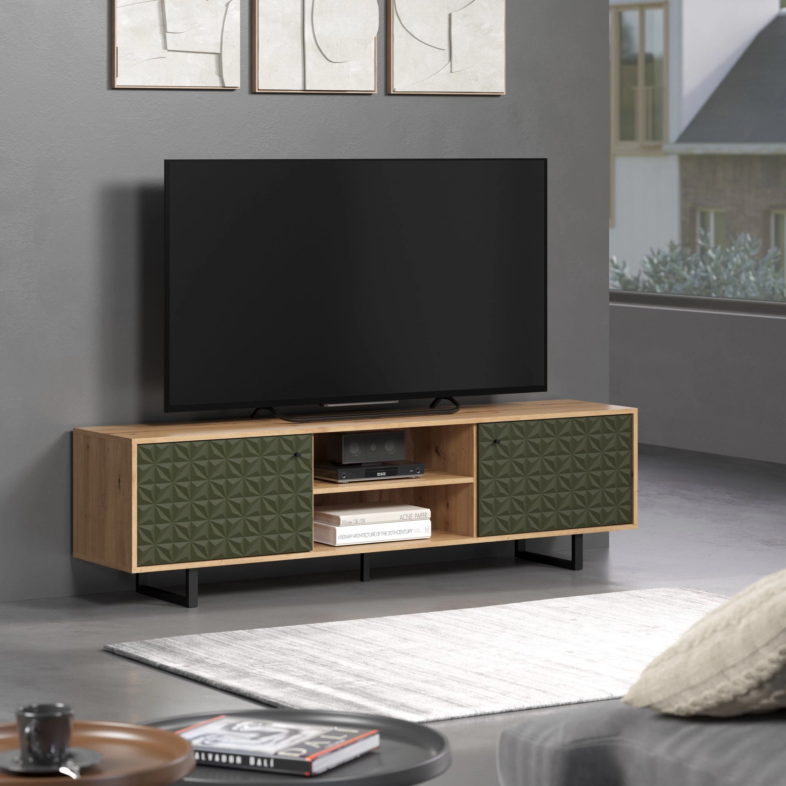 Tv-meubel Sentra | 184 X 40 X 52 Cm | Artisan Oak 2 Tv-meubel Sentra | 184 X 40 X 52 Cm | Artisan Oak - Afbeelding 2