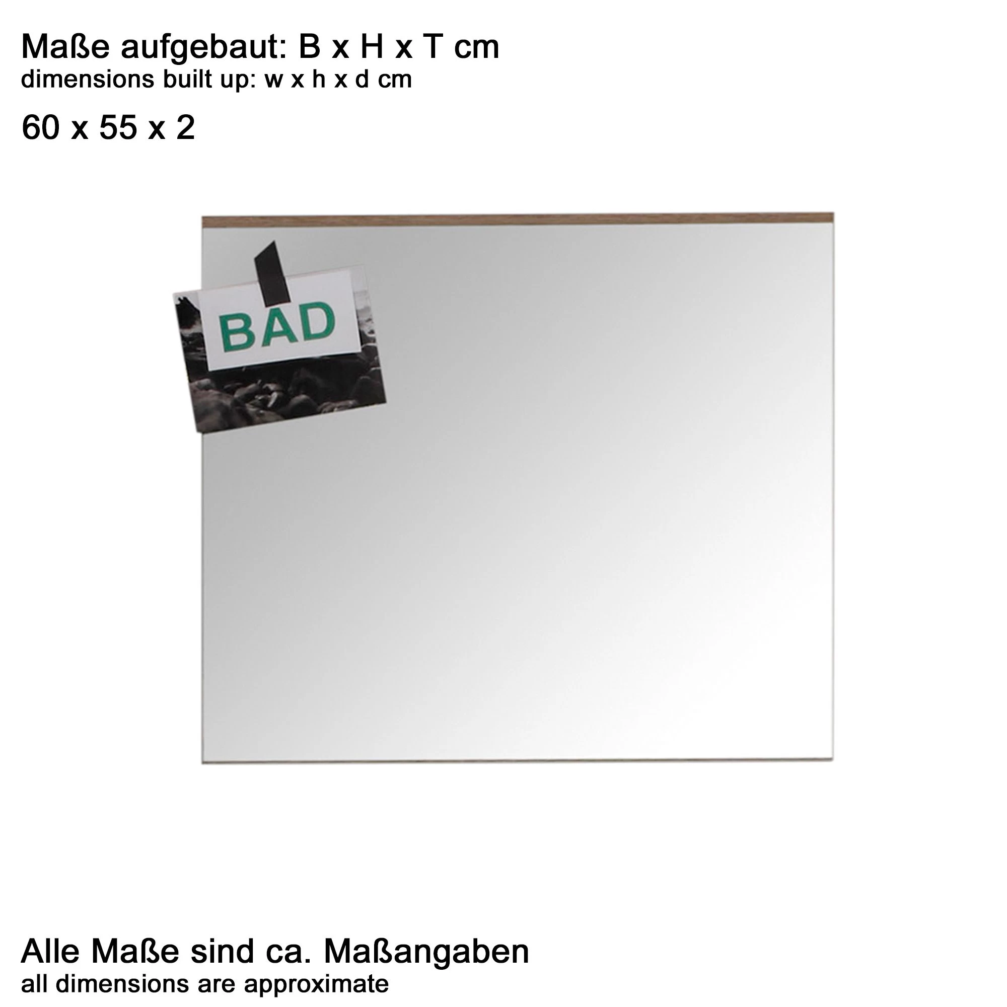 Wandspiegel Set-One | 60 X 2 X 55 Cm | Licht-eiken Design 2 Wandspiegel Set-One | 60 X 2 X 55 Cm | Licht-eiken Design - Afbeelding 2