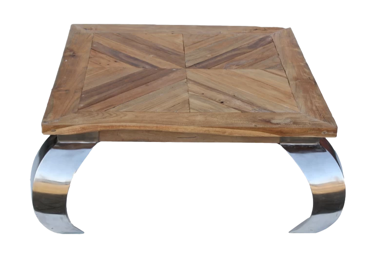 Salontafel Opium 100x100cm Vierkant – Teak/RVS 2 Salontafel Opium 100x100cm Vierkant – Teak/RVS - Afbeelding 2