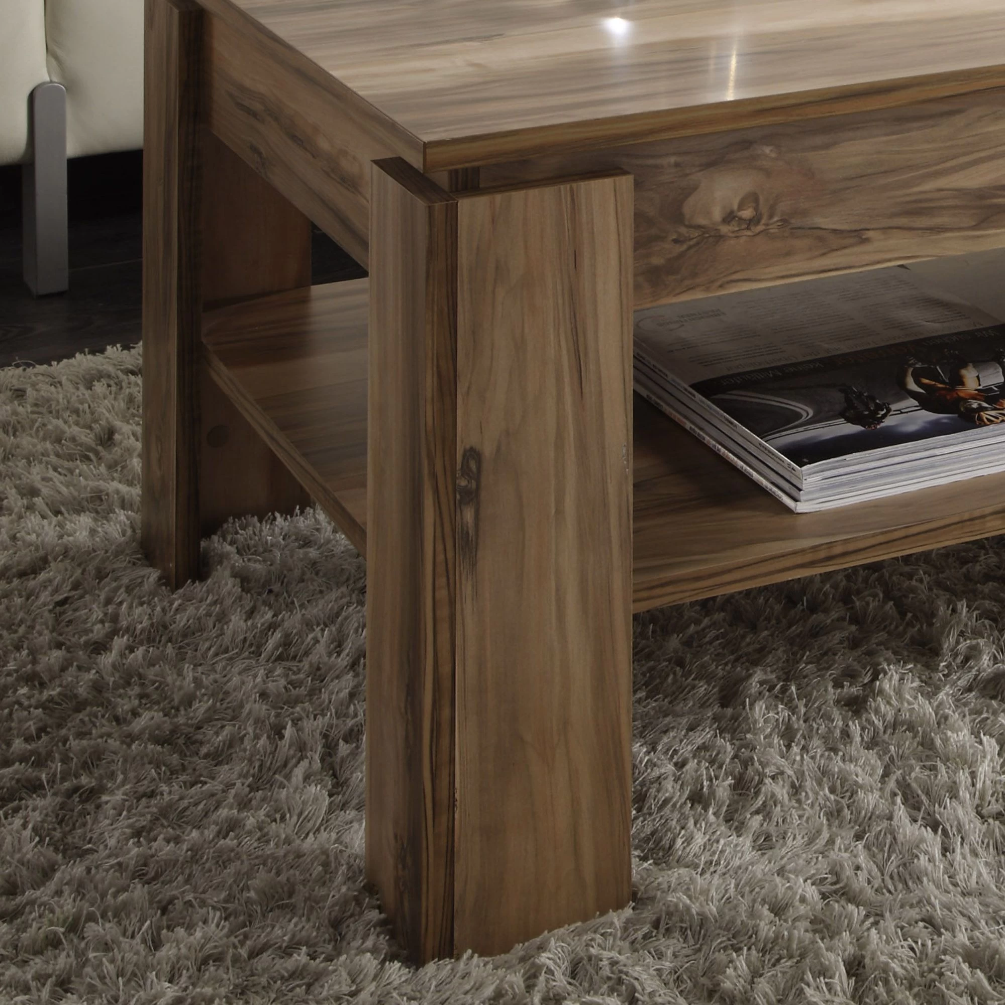 Salontafel Universal | Met Legplank | 110 X 65 X 47 Cm | Walnoothouten Kleur 2 Salontafel Universal | Met Legplank | 110 X 65 X 47 Cm | Walnoothouten Kleur - Afbeelding 2