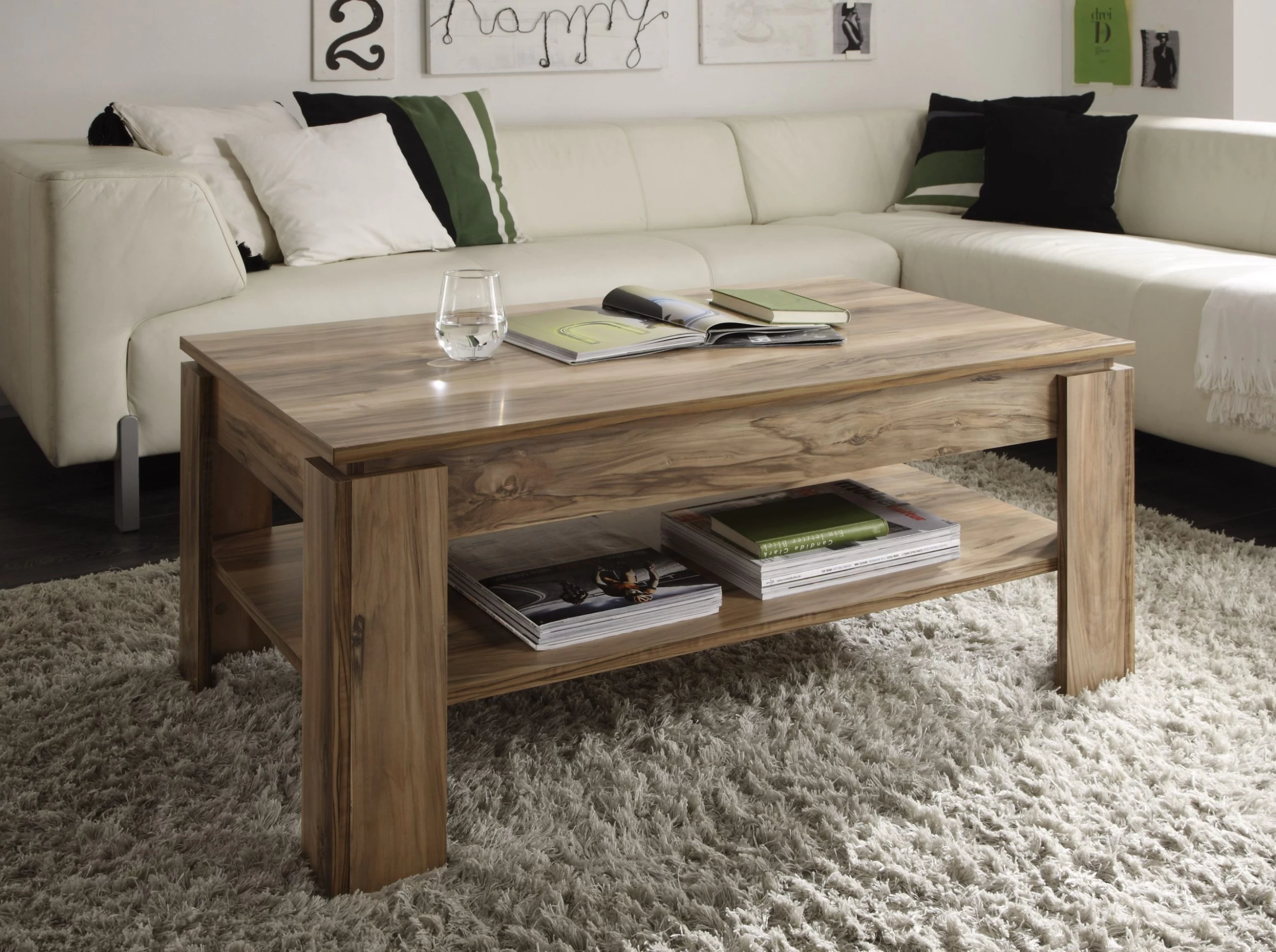 Salontafel Universal | Met Legplank | 110 X 65 X 47 Cm | Walnoothouten Kleur 4 Salontafel Universal | Met Legplank | 110 X 65 X 47 Cm | Walnoothouten Kleur - Afbeelding 4