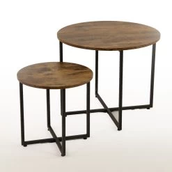 Set Van 2 Salontafels Virgo - Bruin/zwart