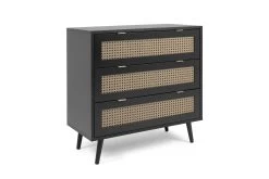 Ladekast Daka 80cm 3 Lades - Zwart/natuur 18 Ladekast Daka 80cm 3 Lades - Zwart/natuur -Collectie Woonkamermeubels Vienna 03A Schubladen Kommode perspektive e906