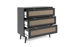 Ladekast Daka 80cm 3 Lades - Zwart/natuur 16 Ladekast Daka 80cm 3 Lades - Zwart/natuur -Collectie Woonkamermeubels Vienna 03A Schubladen Kommode perspektive offen e7eb