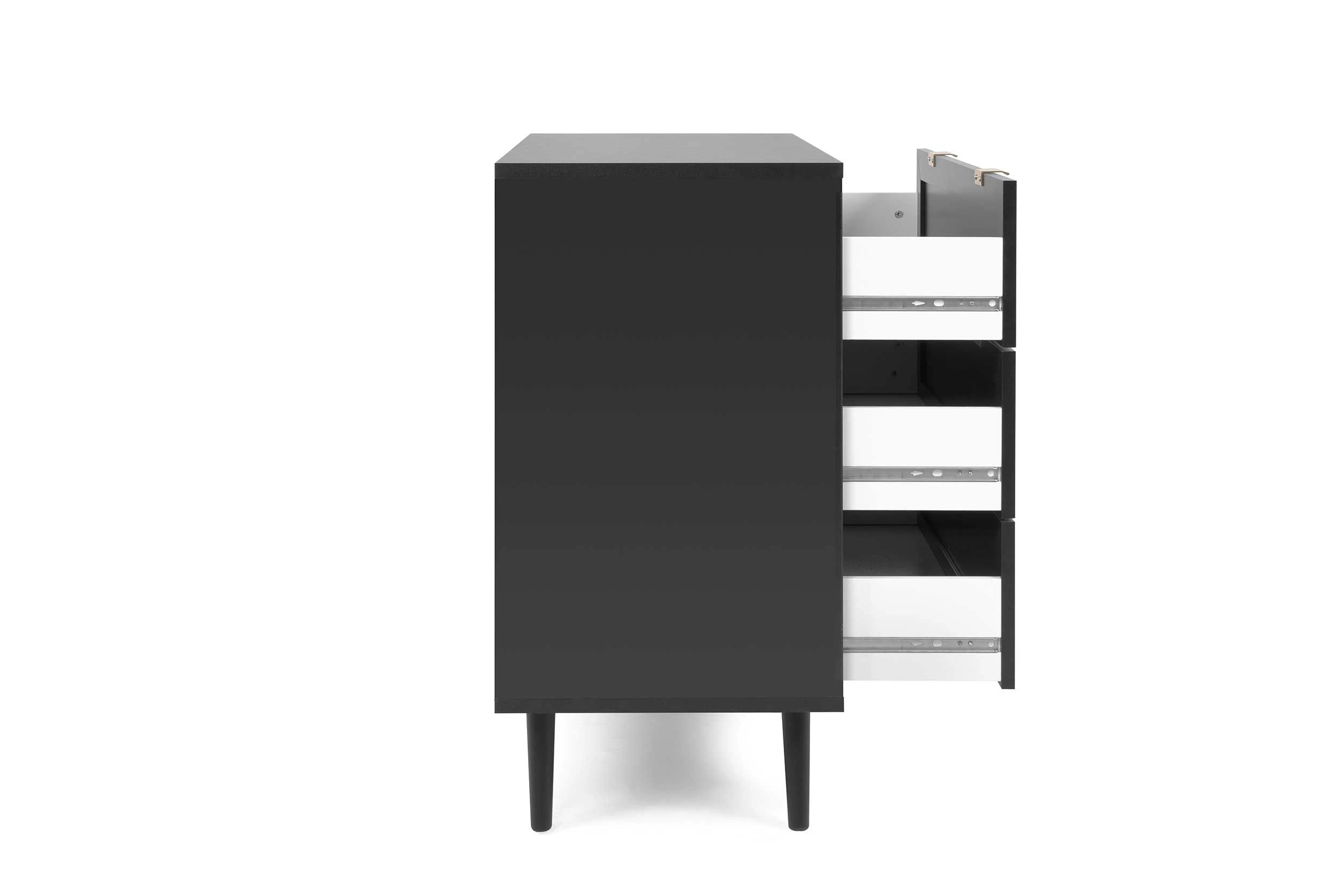 Ladekast Daka 80cm 3 Lades - Zwart/natuur 7 Ladekast Daka 80cm 3 Lades - Zwart/natuur - Afbeelding 7