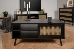 Salontafel Daka 100x60 Met 1 Deur - Zwart/natuur -Collectie Woonkamermeubels Vienna 55A Couchtisch Halbambiente frontal 5832