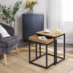 Set Van 2 Vierkante Bijzettafels Hanne 45x40 - Mango/zwart -Collectie Woonkamermeubels XLNT02N 4 cff4