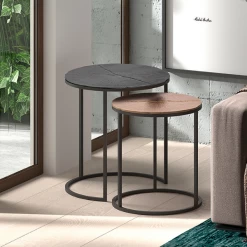 Set Van 2 Bijzettafels Margriet - Zwart/brons