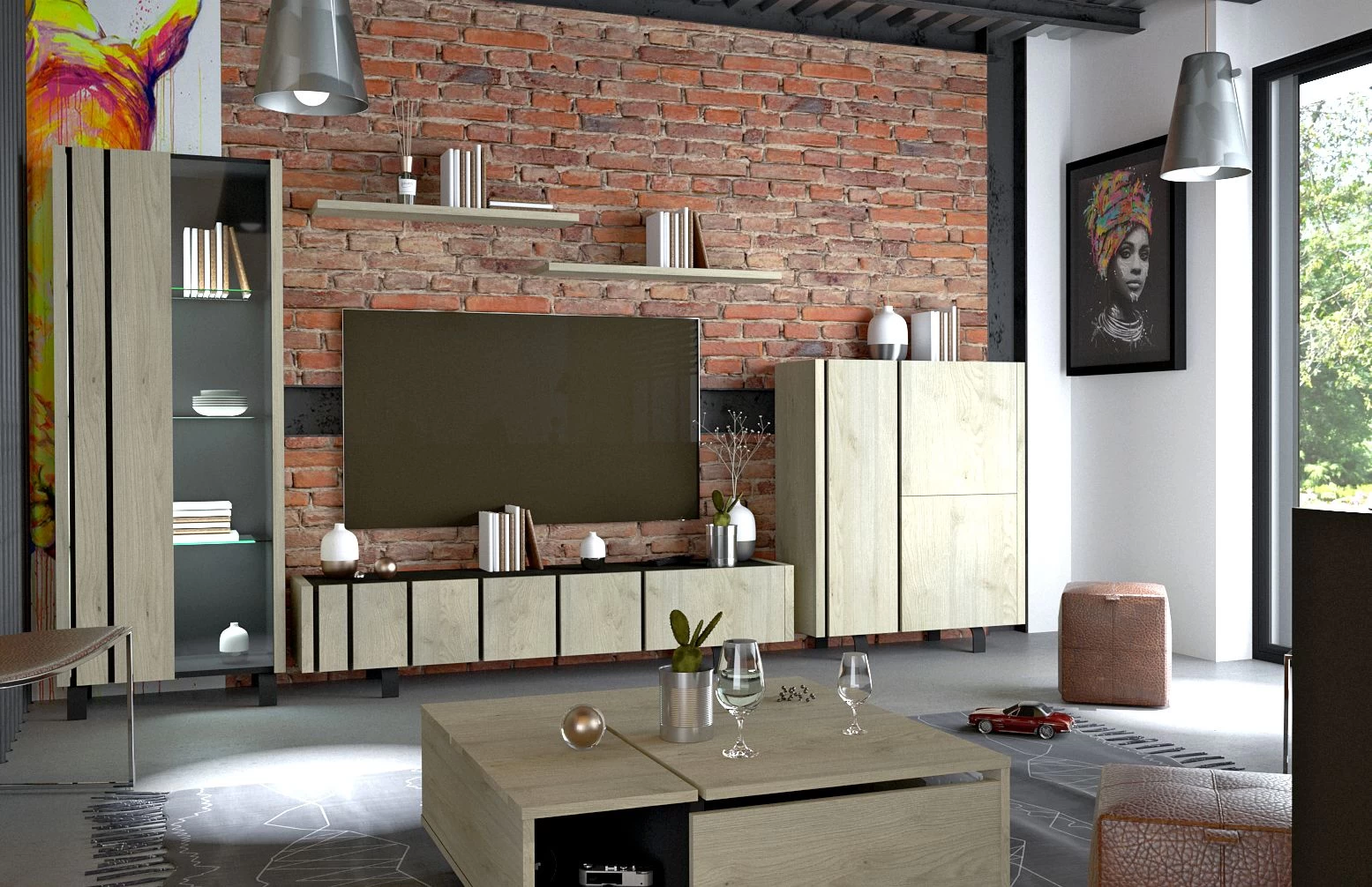 Set Van 2 Legplanken Rufus 105cm - Eik 5 Set Van 2 Legplanken Rufus 105cm - Eik - Afbeelding 5